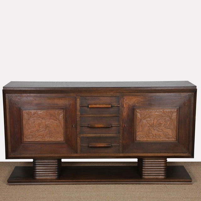 French Brown Oak Sideboard, 1940s For Sale - Image 9 of 9