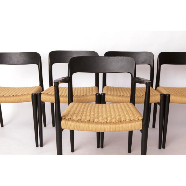 Wood Mid-Century Danish Black Model 56 Armchair with Woven Seat by Niels Otto (N. O.) Møller for J. L. Møllers, 1960s For Sale - Image 7 of 10