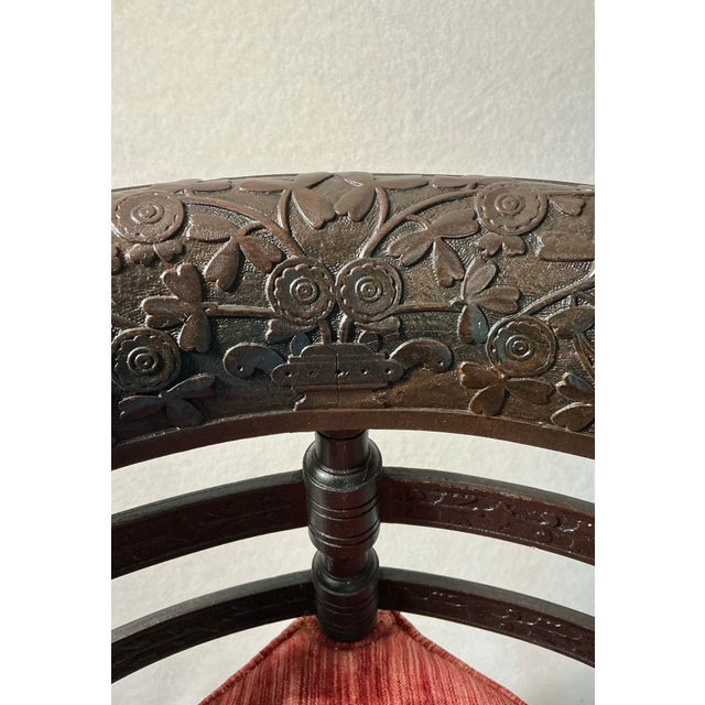 Antique Carved Rosewood Roundabout Corner Chair, American 1870-80 For Sale - Image 10 of 12