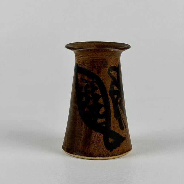 Ceramic Vintage Bird, Spider & Fish Ceramic Studio Vase For Sale - Image 7 of 7