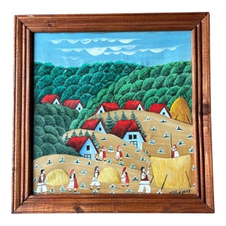 Original Painting by Romanian Folk Artist Petru Mihut 2007 Oil on Canvas For Sale