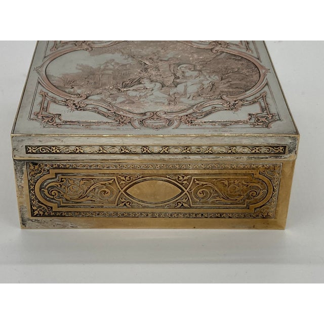 Antique Silver Plated Jewelry Box Le Denicheur by Boucher Engraved by B.Wicker For Sale In New York - Image 6 of 17