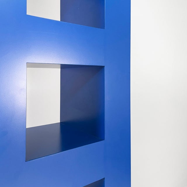 Italian Modern Blue Wood Bookcase by Aldo Cibic, 1980s For Sale - Image 6 of 15