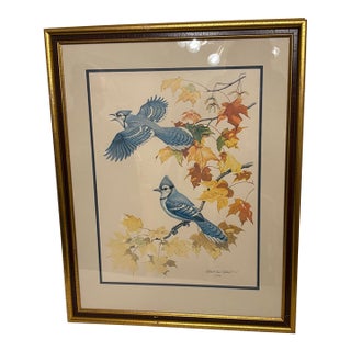 1976 Albert Earl Gilbert "The Blue Jay" Hand-Signed Framed Lithograph Print For Sale