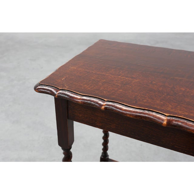 English Oak Barley Twist Side Table with Shaped Top, 1900s For Sale - Image 6 of 11