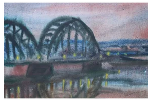 Dzidra Ezergaile, Railway Bridge, 1968, Watercolor on Paper