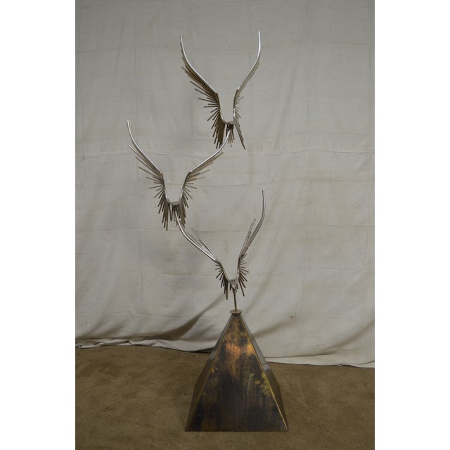 Curtis Jere Large Chromed Metal Birds in Flight Sculpture (B) Chairish