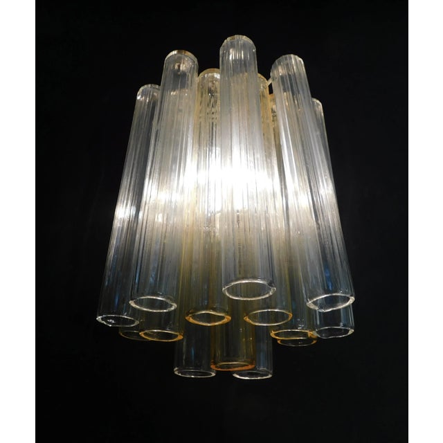 Yellow 1960s Clear and Yellow Murano Tubes Sconce For Sale - Image 8 of 8