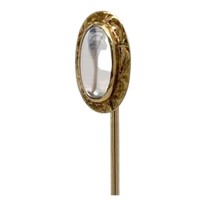 Vintage Antique Edwardian Moonstone Cabochon & Gold Stick Pin