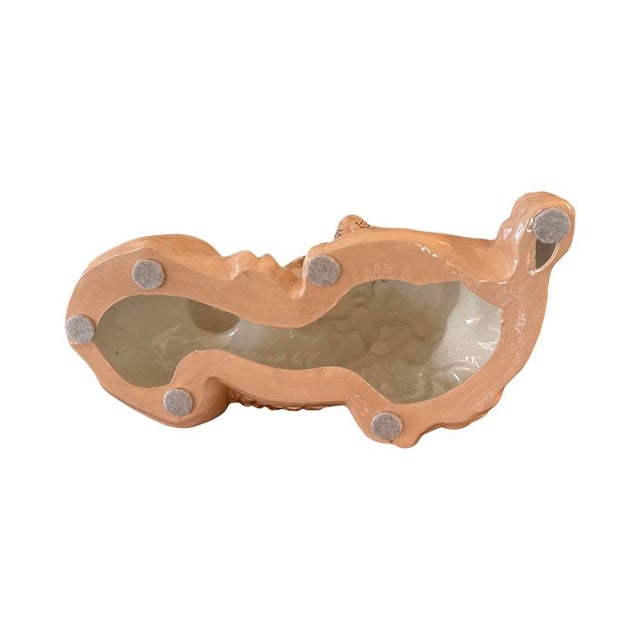 1970s Signed Hand Painted Ceramic Reclining Lion Sculpture For Sale In West Palm - Image 6 of 8