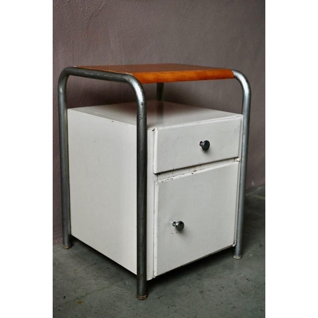 Beige Vintage Industrial Boarding School Bedside Table, 1950s For Sale - Image 8 of 13