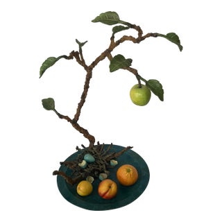 Victor Cicansky, Canadian Sculptor Signed 2005 Metal Fruit Sculptor With Nest Eggs Foliage and Whimsy. A Great Representation of His High Works. For Sale