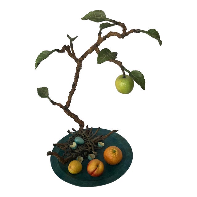 Victor Cicansky, Canadian Sculptor Signed 2005 Metal Fruit Sculptor With Nest Eggs Foliage and Whimsy. A Great Representation of His High Works. For Sale