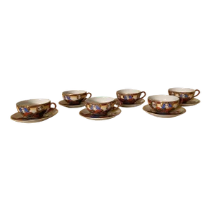Vintage Satsuma Dragon Tea Cups & Saucer Set- 12 Pieces