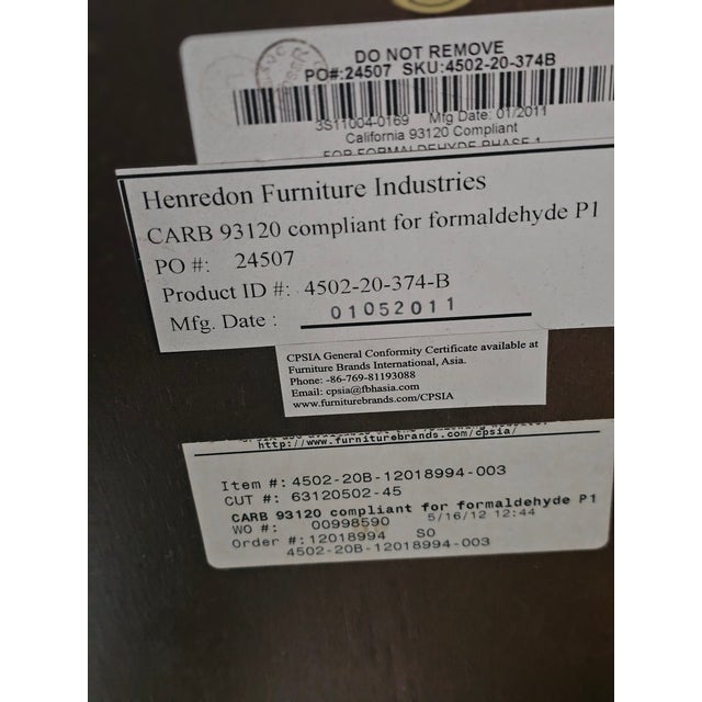 Brown Henredon Mahogany & Gilt Center Table Console Table Marble Top Table For Sale - Image 8 of 8