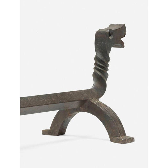 Pair of Figural Dragon Andirons in the Manner of Samuel Yellin 1930c. For Sale In Chicago - Image 6 of 7