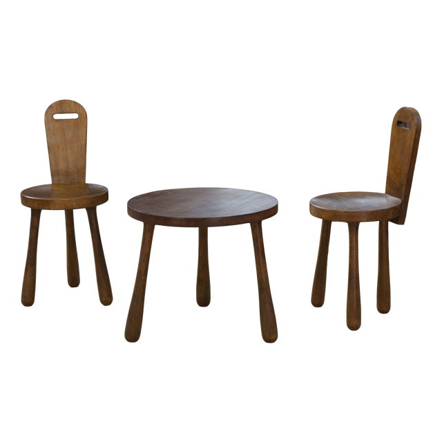 Brutalist Children's Chairs and Table, 1960s, Set of 3 For Sale