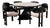 Conan Round Marble Top Black Dining Table Set for 6 with Mauve Chairs For Sale