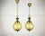 Vintage Textured Glass In The Form of Honeycomb And Gilded Brass Ceiling Chandeliers or Lanterns. Manufactured in Belgium,...