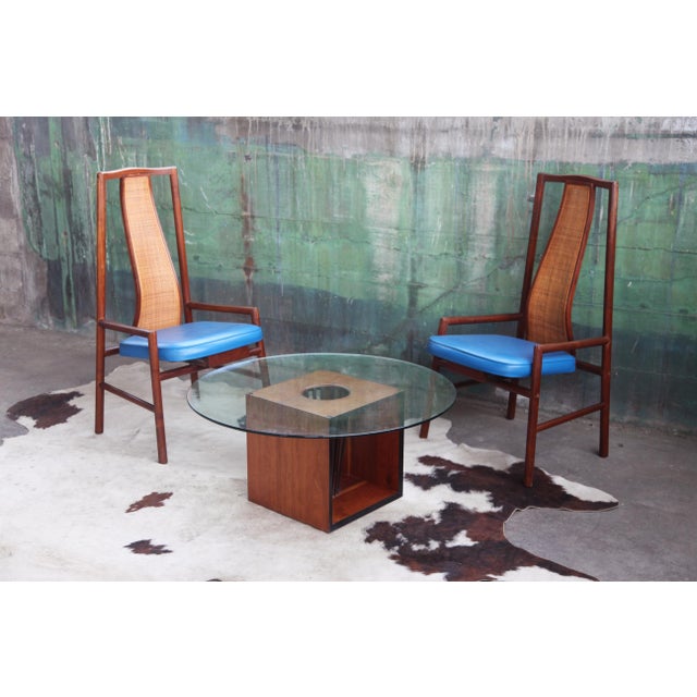 1960s 1980s Danish Modern Gentry 86 Peter Hvidt Style Teak Cube Base Glass Table For Sale - Image 5 of 16