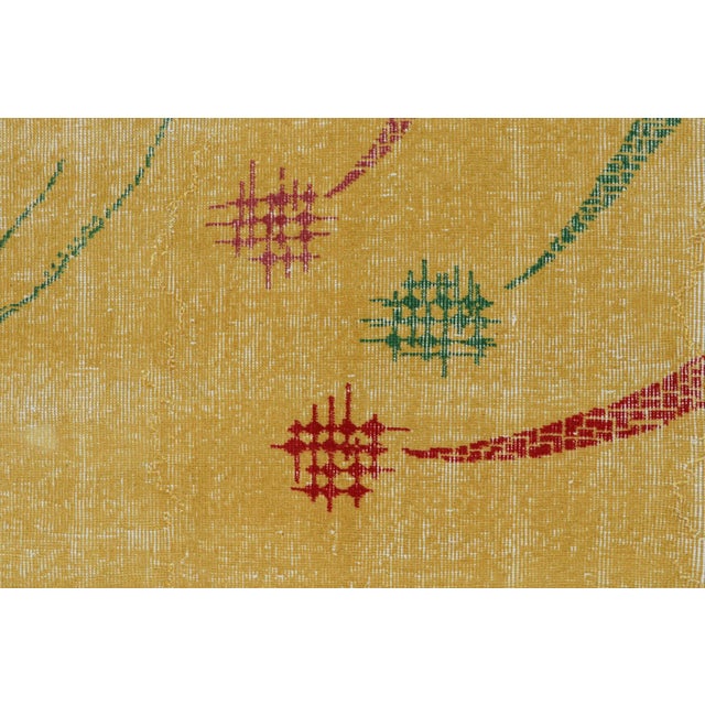 1960s Vintage Zeki Müren Rug With Mustard Field and Geometric Patterns by Rug & Kilim For Sale In New York - Image 6 of 8