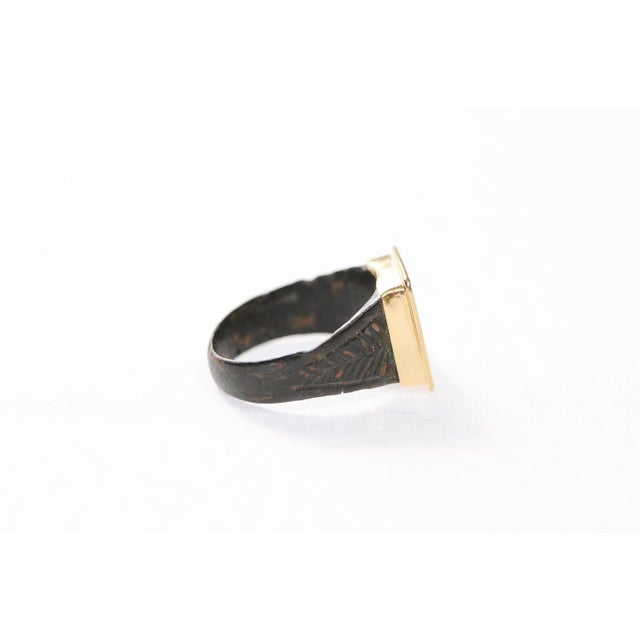 Byzantine Bronze Ring W 21k Square Accent, Size 8 For Sale In Atlanta - Image 6 of 12