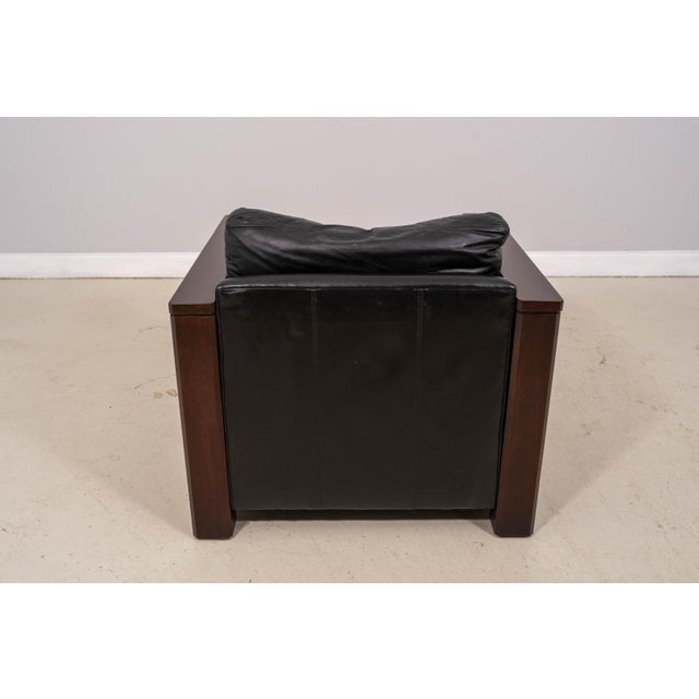 Stickley Stickley Inlaid Leather Cherry Cube Lounge Pub Chair For Sale - Image 4 of 15