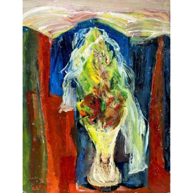 1940s Norman Carton, American Abstract Expressionist Flowers Oil Painting Norman Carton Wpa Artist For Sale - Image 5 of 14