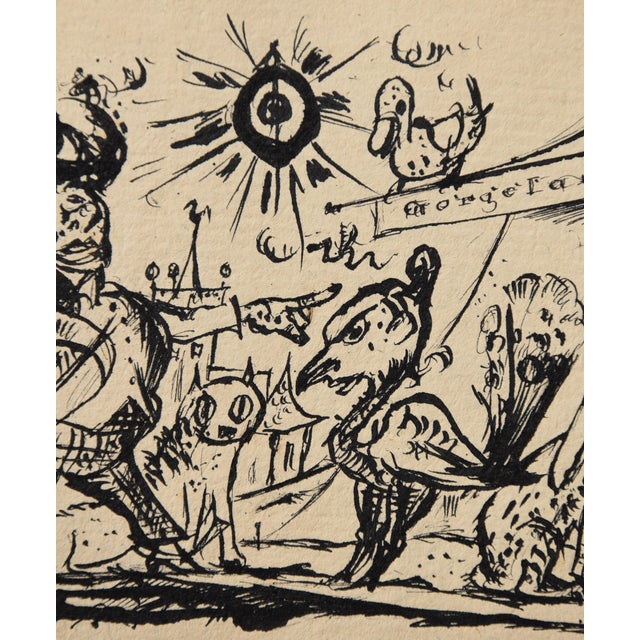 Walter Becker, Ink Drawing Menagerie, 1920, Ink and Handmade Paper For Sale - Image 4 of 13