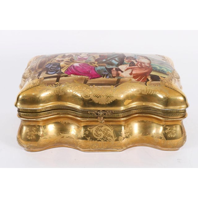 This is a fabulous, larger than usual, monumental antique French Sevres porcelain and ormolu mounted casket, Circa 1860 in...