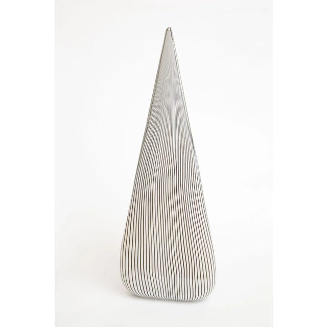 This stunning large vintage Italian Murano Seguso Vetri d' Arte glass sculptural triangle lamps is the larger version. It...