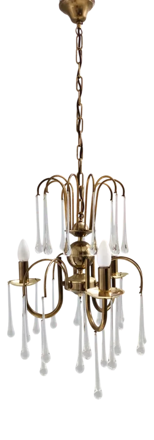 Vintage Italian Murano Glass Teardrop Chandelier, 1970s