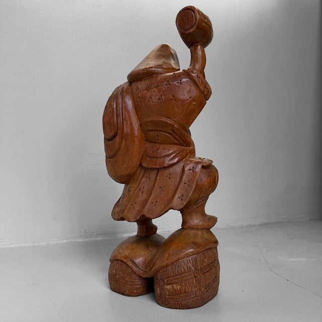 Japanese Wooden Daikokuten Figure, 1960 For Sale - Image 10 of 12