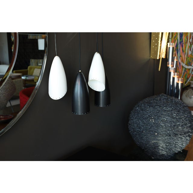 Metal 1970s Roberto Giulio Rida Five Arm Cone Sconces in Black and White With Brass Fittings - a Pair For Sale - Image 7 of 8