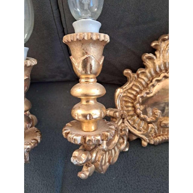 19th Century Pair of Revival Baroque Giltwood Wall Sconces, 19th Century. For Sale - Image 10 of 10