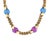 Contemporary Mid 20th Century Pink Blue Translucent Acrylic Button 14k Yellow Gold Woven Necklace For Sale - Image 3 of 4