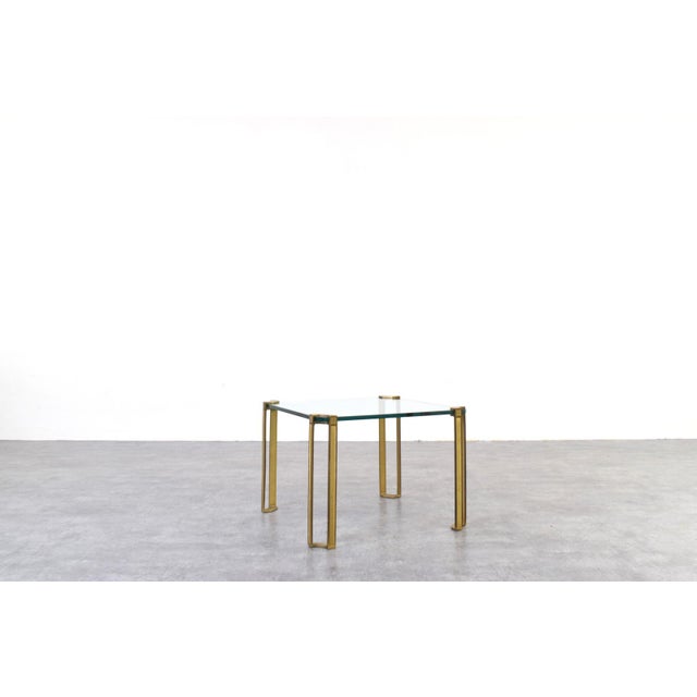 Gold Hollywood Regency Brass and Glass Coffee Table by Peter Ghyczy, 1970s For Sale - Image 8 of 8