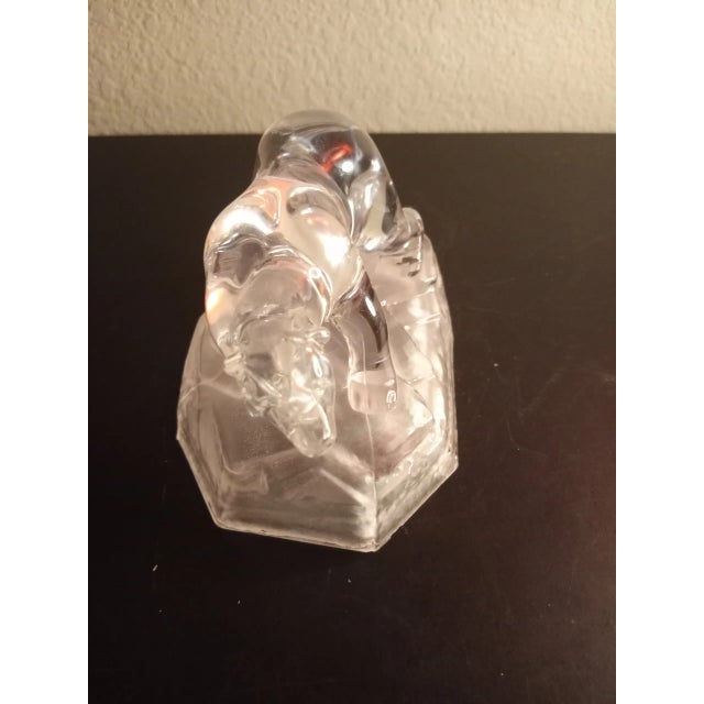 Contemporary 1980s Clear Art Glass Bear Figurine on Frosted Glass Pedestal For Sale - Image 3 of 8