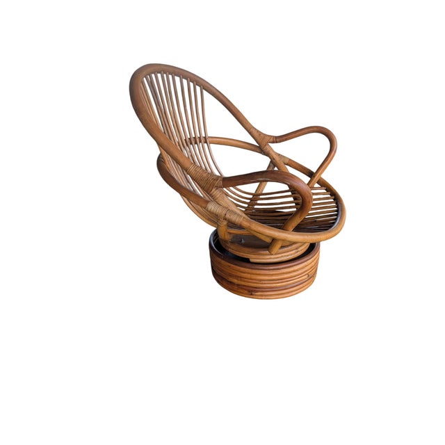 Mid-Century Modern Mid-Century Modern Organic Bentwood Rattan Swivel Tub Chair For Sale - Image 3 of 18
