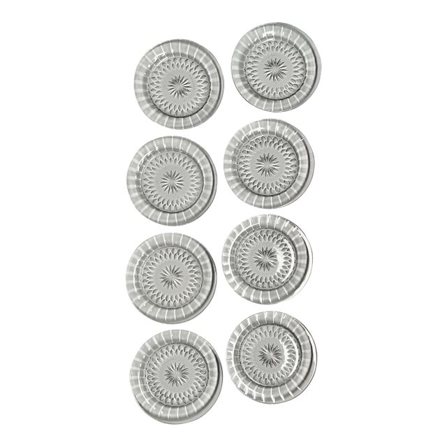 1950s Val Saint Lambert Cut Crystal 6” Salad Plates “Imperial” Pattern - Set of 8 For Sale