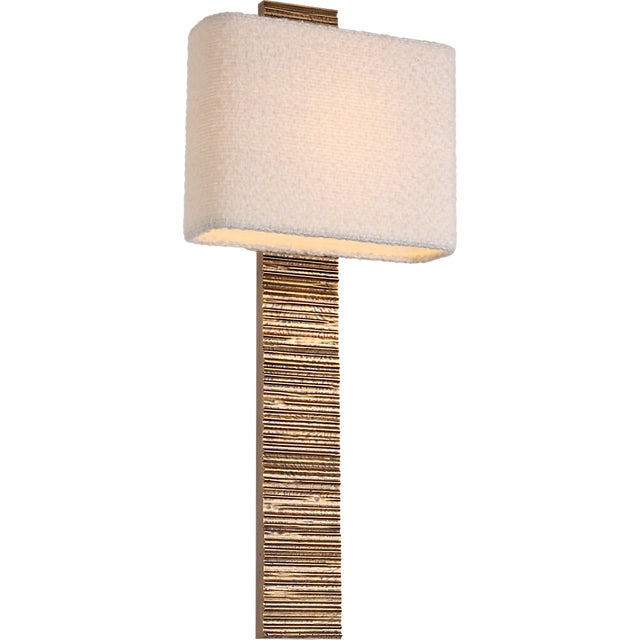 Metal Anne-Marie Barton for Visual Comfort Signature Fumar 23" Tail Sconce in Ridged Tombac with Bouclé Shade For Sale - Image 7 of 13