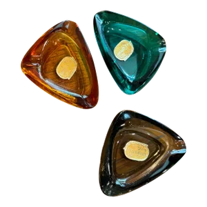Mid-Century Modern Glass Ashtrays by Bohemia - Set of 3