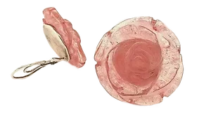 Pair of Christopher Walling Cherry Quartz Glass Roses Earrings