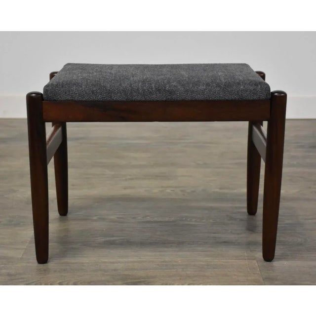 Rosewood Mid Century Modern Ottoman For Sale In Boston - Image 6 of 9