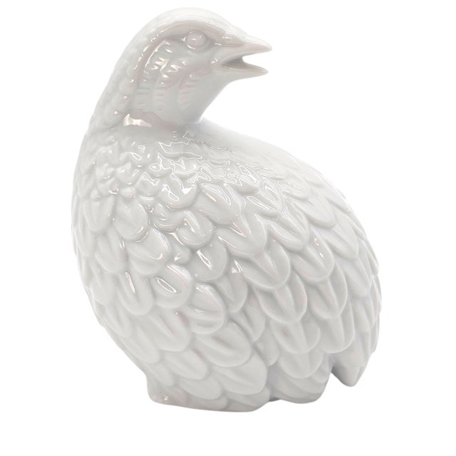Ceramic Set of Three Mid-Century Japanese White Porcelain Quail Figurines For Sale - Image 7 of 17