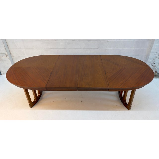 Mid-Century Oval Walnut Dining Table by Stanley For Sale - Image 12 of 16