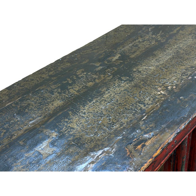 Vintage Distressed Brick Red Marks Point Edge Credenza Sideboard Cabinet For Sale - Image 17 of 18