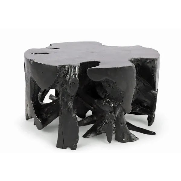 Wood Round Black Teak Coffee Table For Sale - Image 7 of 7