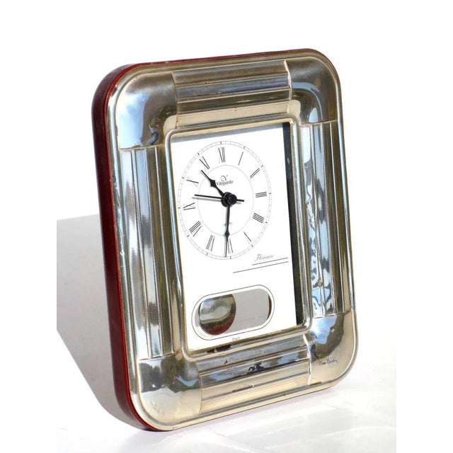 Silver Table Clock by Pierre Cardin, 1990s For Sale - Image 6 of 6