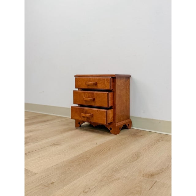 Vintage Mini Dresser Tiger Engraved Top Three Drawer Transitional Primitive For Sale - Image 12 of 14